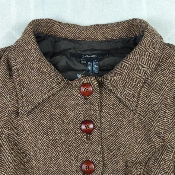 SOLD! Wool Blend Herringbone Bolero Old Fashioned Zara - Picture 8 of 12